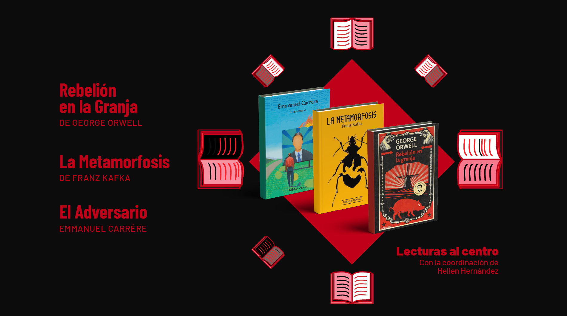Lecturas al Centro - Rebelión en la granja, La metamorfosis y El adversario
